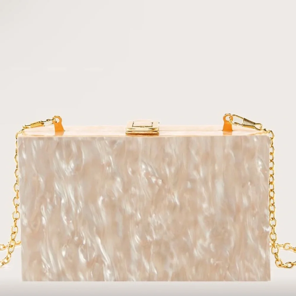 Elegant Pearlized Cream Acrylic Box Clutch